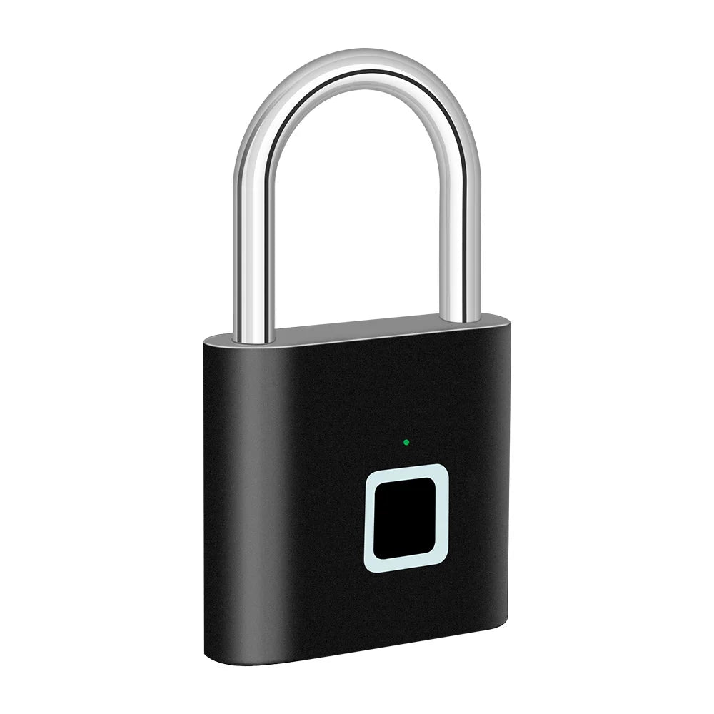 Keyless USB Rechargeable Fingerprint Smart Padlock - Waterproof Anti-Theft Zinc Lock with 0.2 Sec Unlocking Time