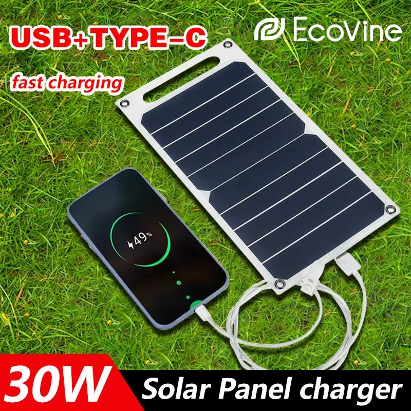 Portable 5V USB Type-C Solar Charging Kit - Lightweight Flexible System for Phones, Cars, Camping, Hiking, and Power Banks (IP65 Rated)
