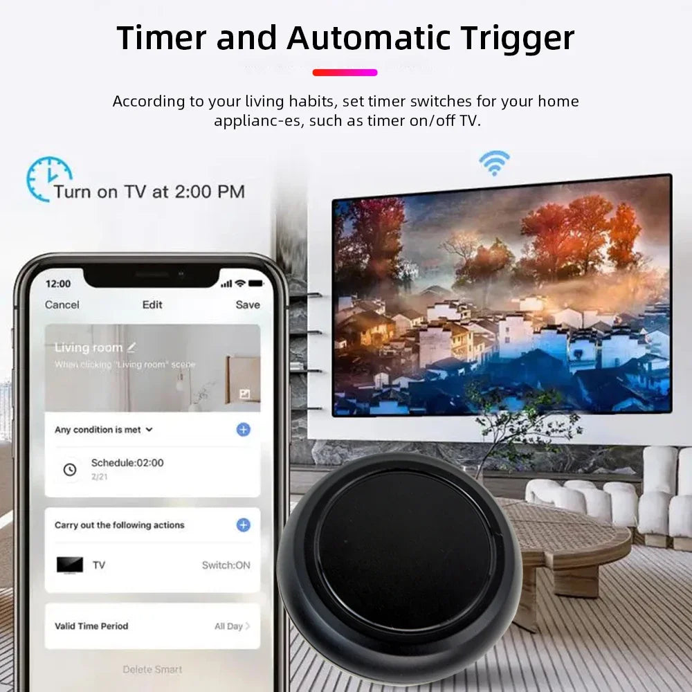 Tuya WiFi IR Remote Control - Smart Universal Remote for TV and Air Conditioner, Compatible with Alexa, Google Home, and Yandex.