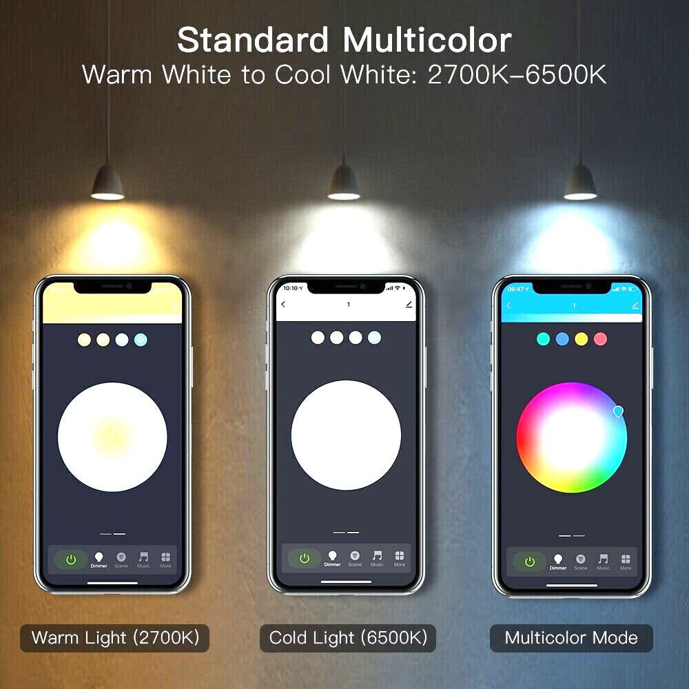4 COLOUR CHANGING E27 SCREW LED SMART BULBS WIFI APP ALEXA AMAZON GOOGLE DIMMER