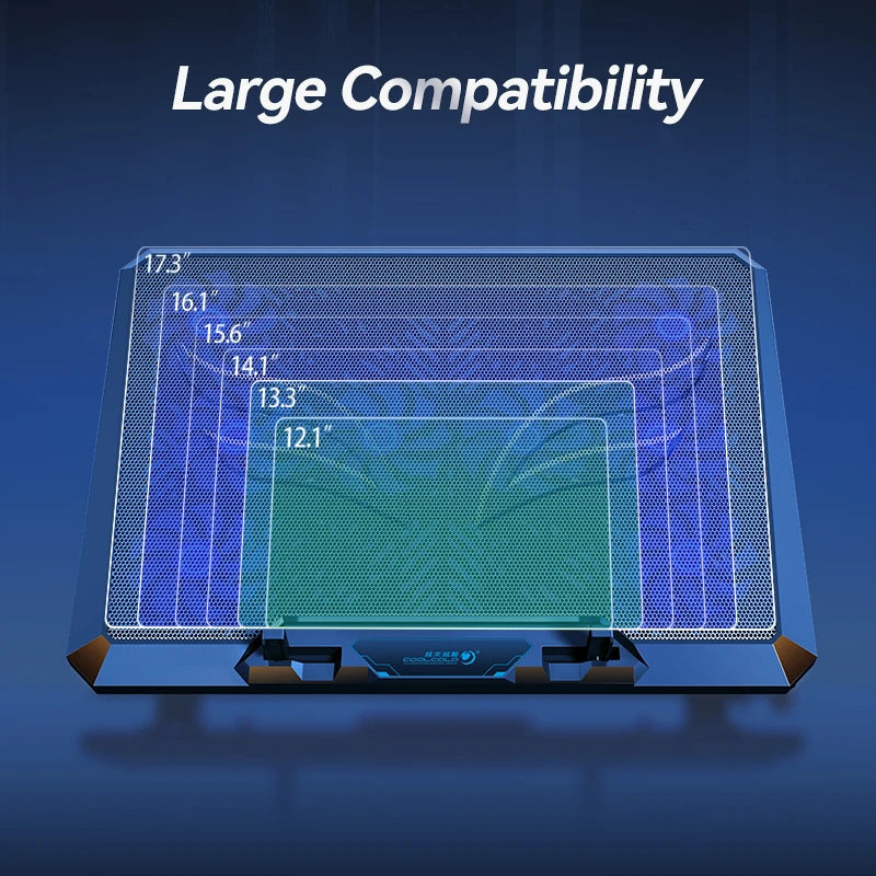 Laptop Cooling Pad with 12 Quiet Fans,12-17.3 Inch Gaming Laptop Cooler Stand with Two USB Ports & Phone Holder