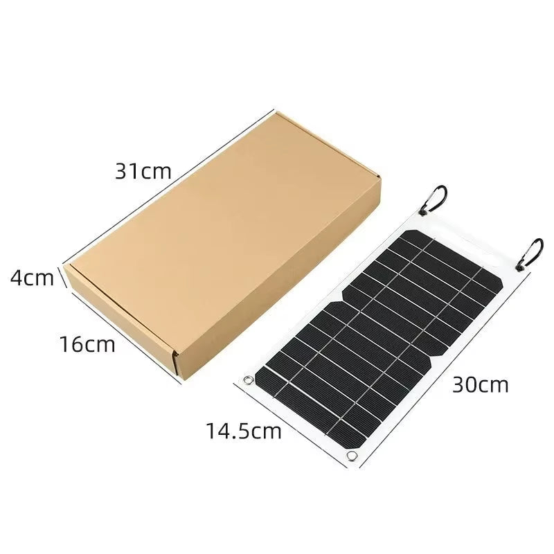 Portable 5V USB Type-C Solar Charging Kit - Lightweight Flexible System for Phones, Cars, Camping, Hiking, and Power Banks (IP65 Rated)