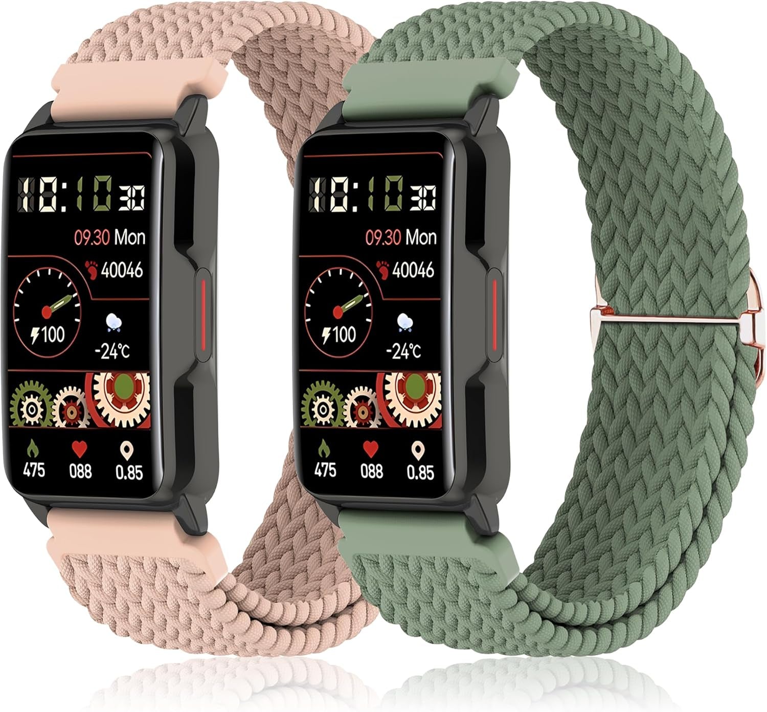 2 Pack Adjustable Braided Elastic Bands for Mindrose H80 Smart Watch - Soft, Comfortable Replacement Straps for Men & Women, IP68 Fitness Tracker Compatible