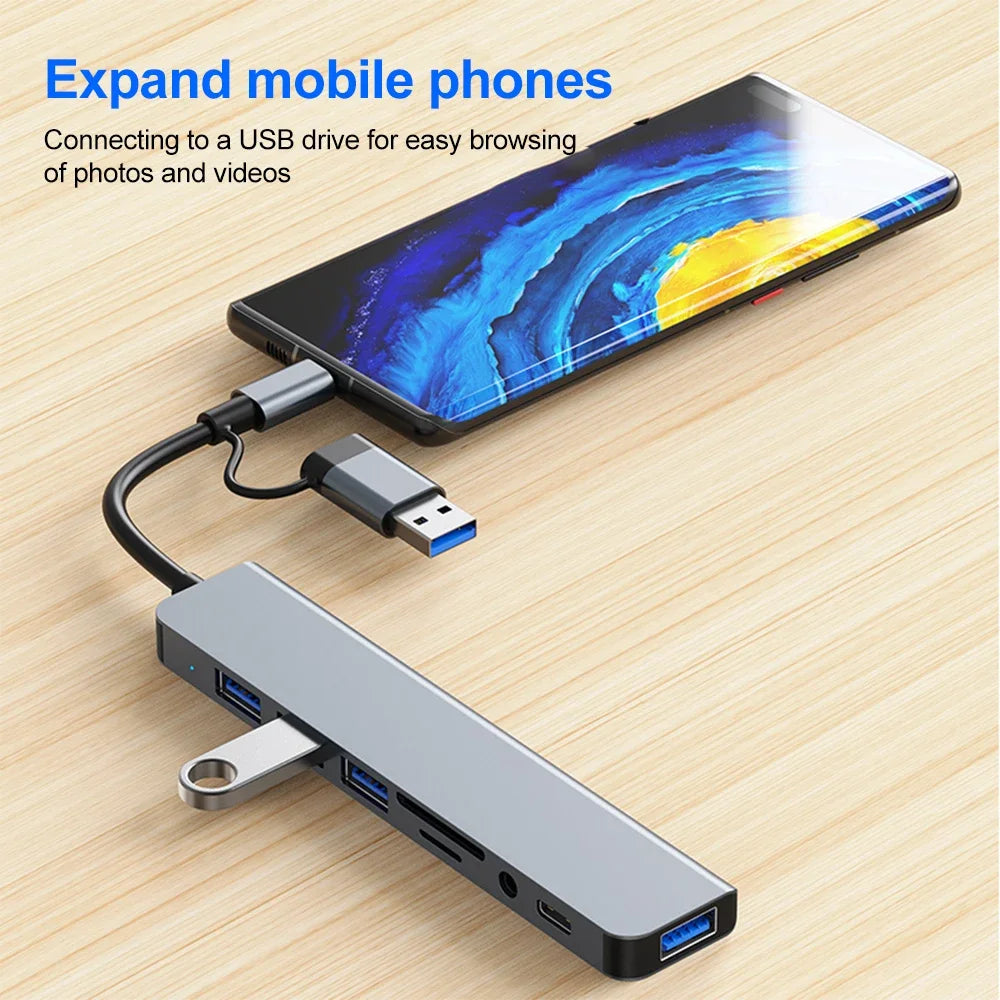 5Gbps USB 3.0 HUB USB C HUB USB C Docking Station High Speed Transmission OTG Adapter Splitter TYPE-C HUB for Laptop Macbook
