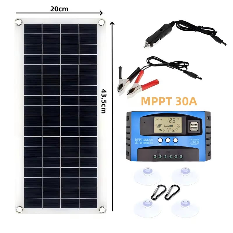 Portable 5V USB Type-C Solar Charging Kit - Lightweight Flexible System for Phones, Cars, Camping, Hiking, and Power Banks (IP65 Rated)