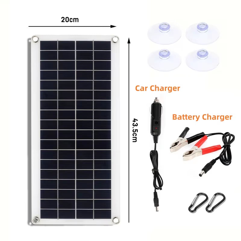 Portable 5V USB Type-C Solar Charging Kit - Lightweight Flexible System for Phones, Cars, Camping, Hiking, and Power Banks (IP65 Rated)