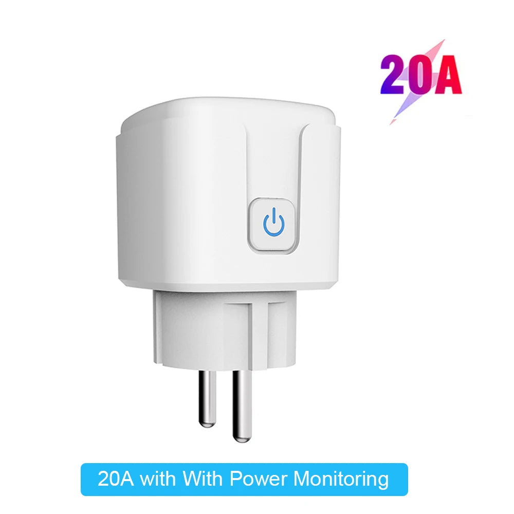 Tuya Smart Socket EU16A/20A Wifi Smart Plug with Power Monitoring Smart Life APP Remote Control Support Google Assistant Alexa