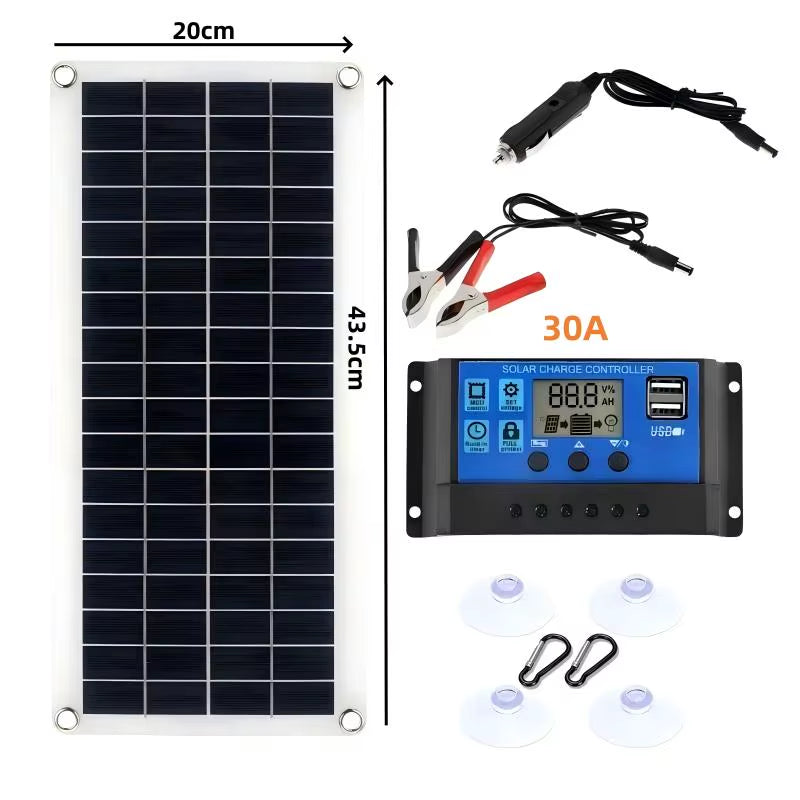 Portable 5V USB Type-C Solar Charging Kit - Lightweight Flexible System for Phones, Cars, Camping, Hiking, and Power Banks (IP65 Rated)