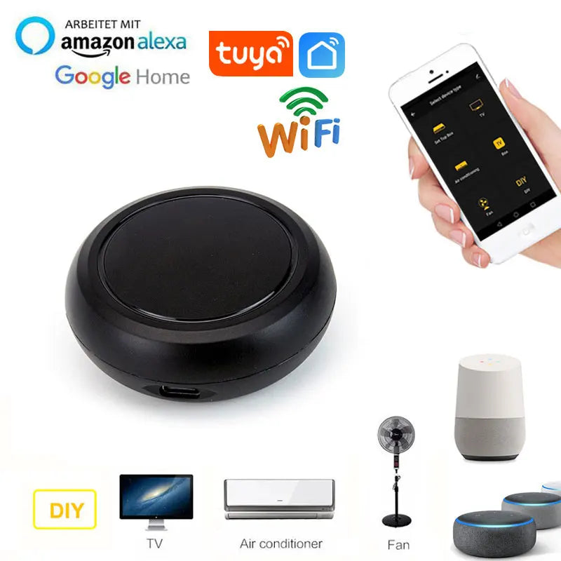 Tuya WiFi IR Remote Control - Smart Universal Remote for TV and Air Conditioner, Compatible with Alexa, Google Home, and Yandex.