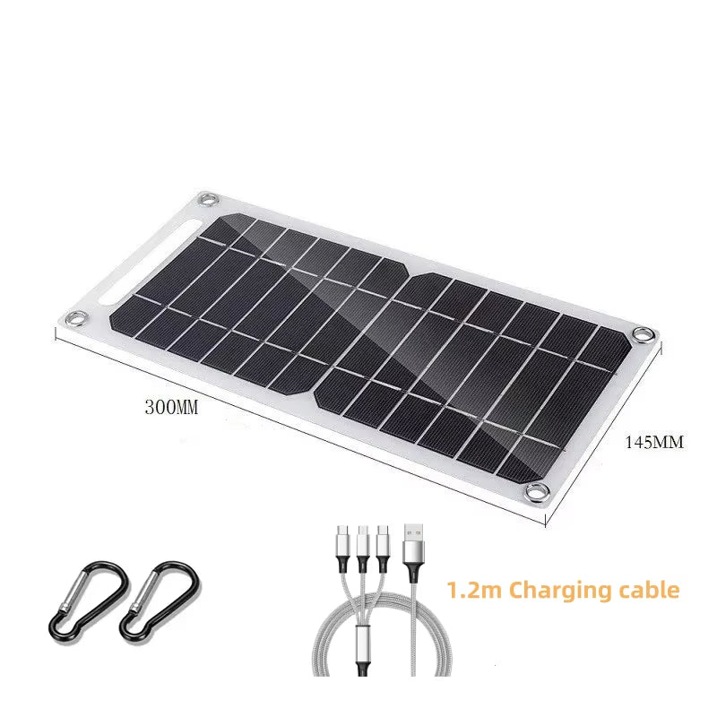 Portable 5V USB Type-C Solar Charging Kit - Lightweight Flexible System for Phones, Cars, Camping, Hiking, and Power Banks (IP65 Rated)