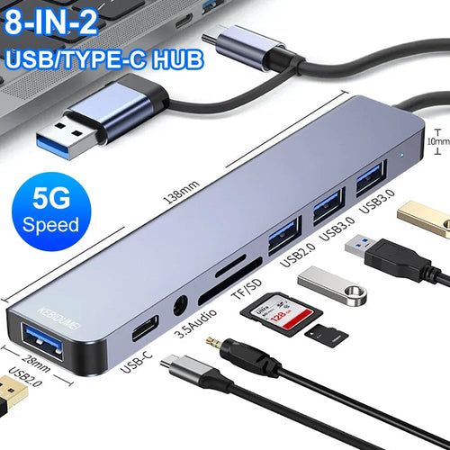 5Gbps USB 3.0 HUB USB C HUB USB C Docking Station High Speed Transmission OTG Adapter Splitter TYPE-C HUB for Laptop Macbook