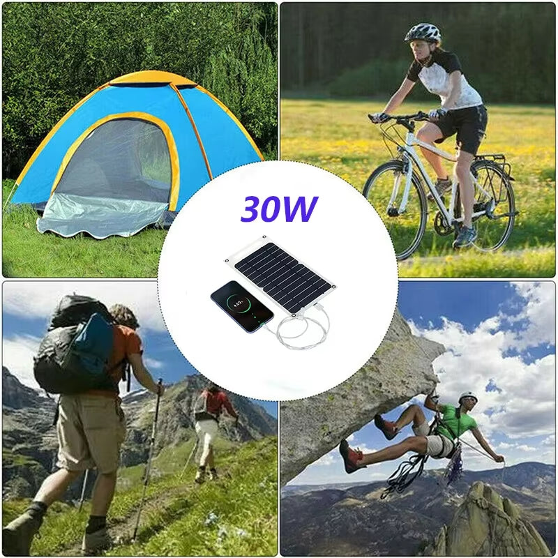 Portable 5V USB Type-C Solar Charging Kit - Lightweight Flexible System for Phones, Cars, Camping, Hiking, and Power Banks (IP65 Rated)